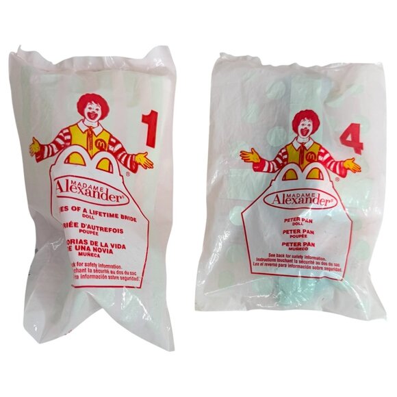Madame Alexander Other - 2002 Madame Alexander Dolls McDonalds Happy Meals Toys Peter Pan & Bride Sealed